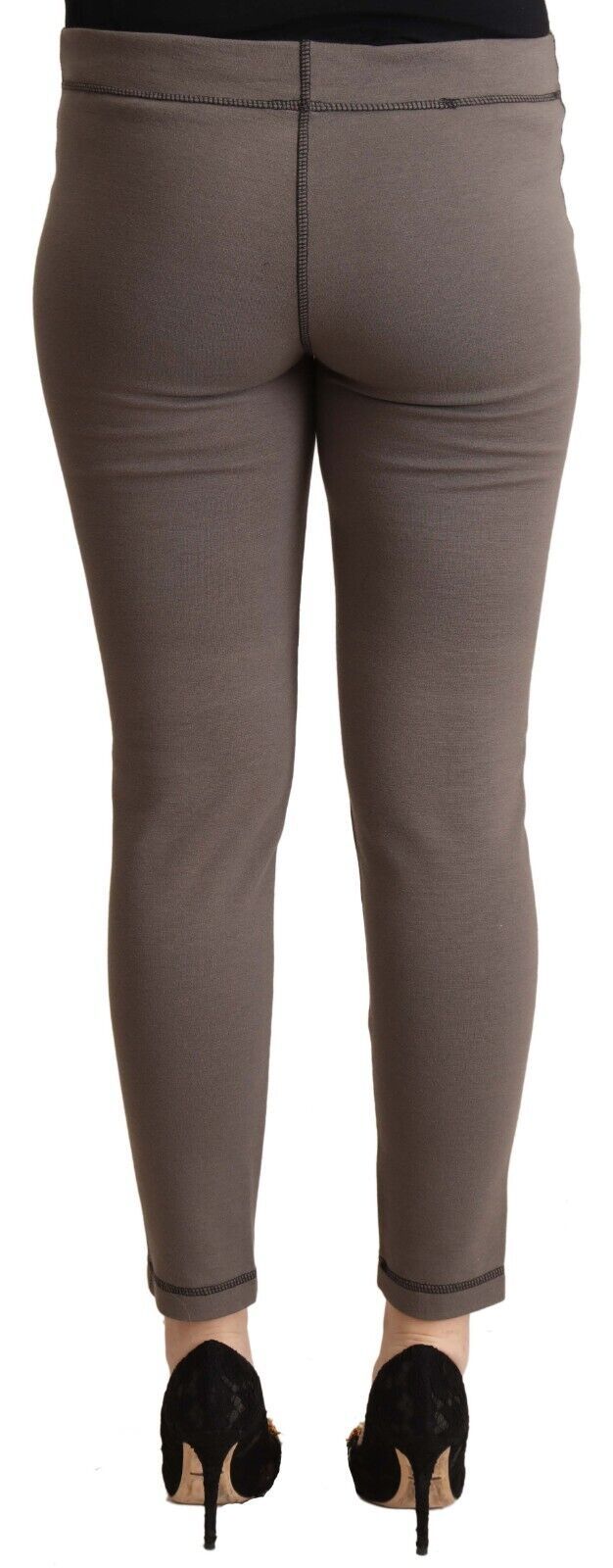 John Galliano Gray Cotton Mid Waist Stretch Leggings Cropped Pants by John Galliano