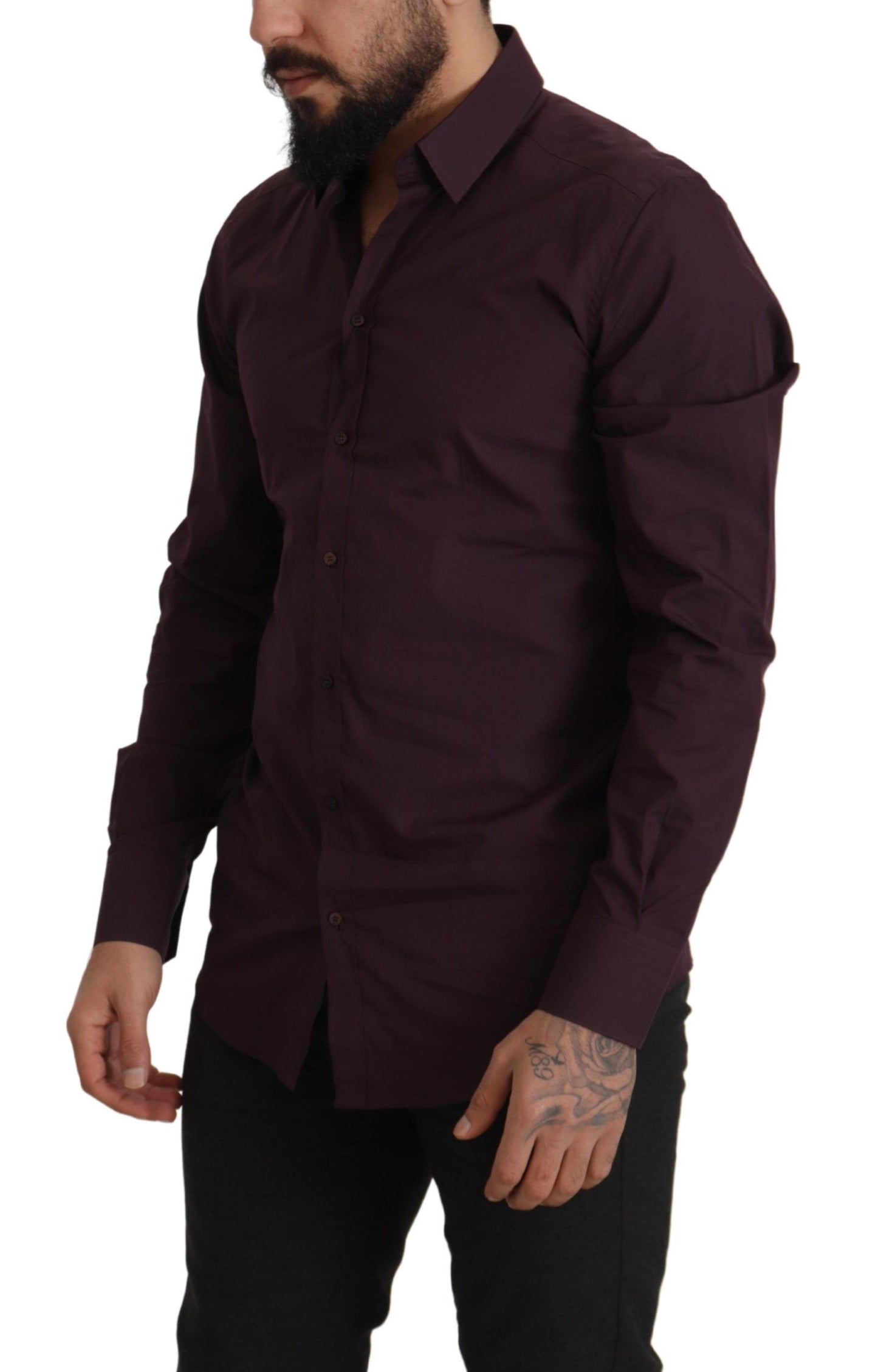 Dolce & Gabbana Purple Cotton GOLD Slim Fit Dress Shirt by Dolce & Gabbana