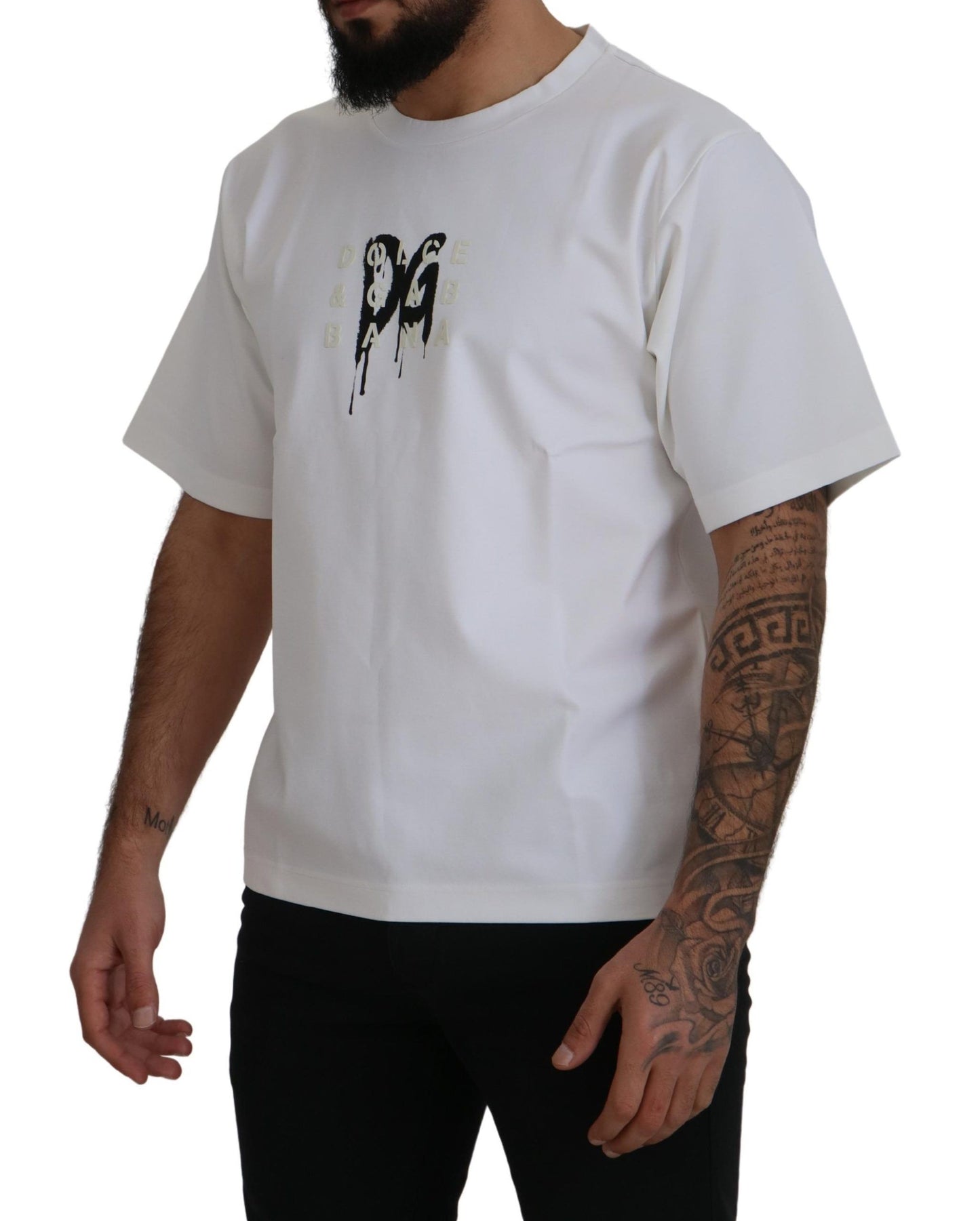 T-shirt ras du cou blanc intemporel Dolce & Gabbana avec logo