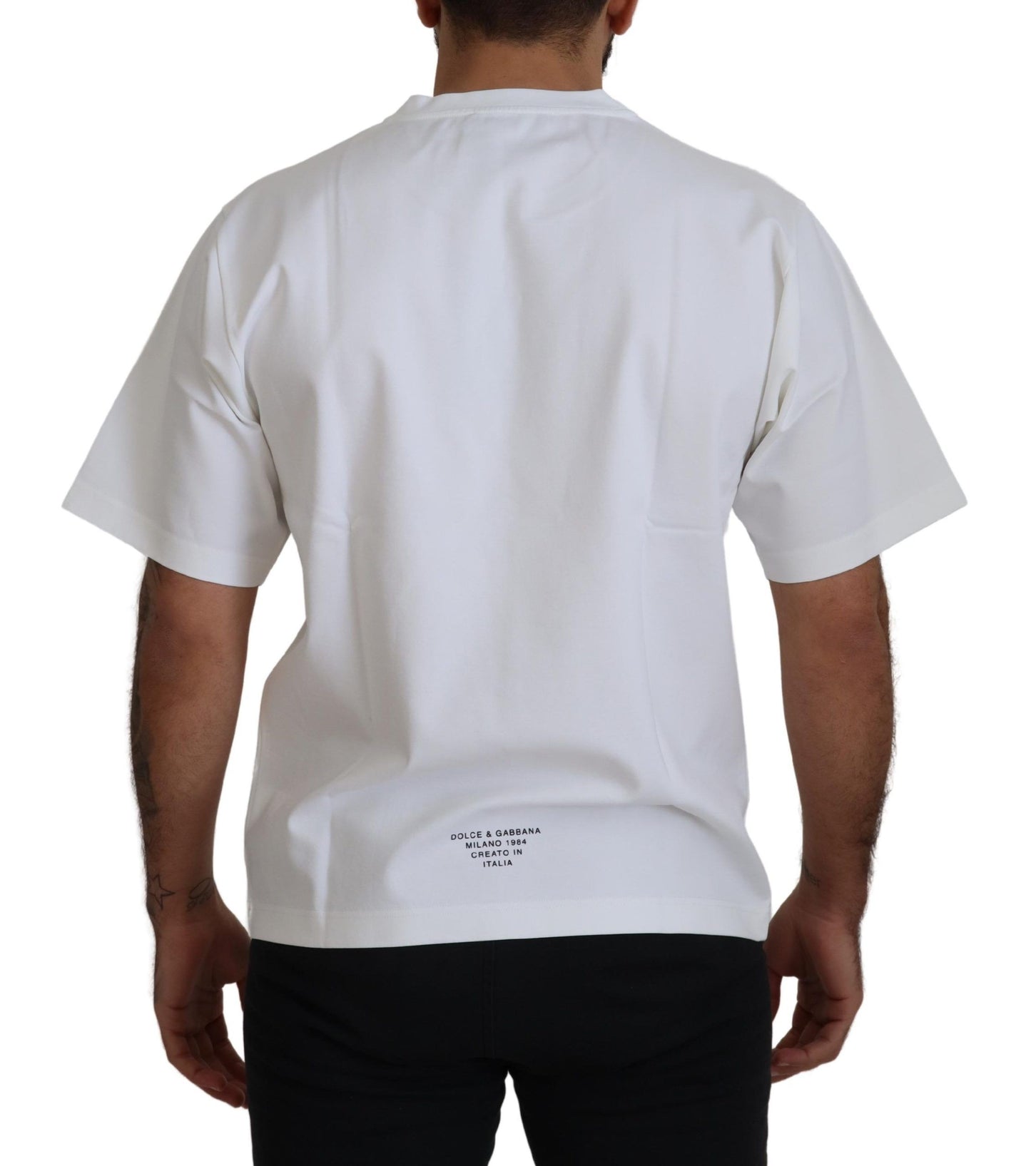 T-shirt ras du cou blanc intemporel Dolce & Gabbana avec logo