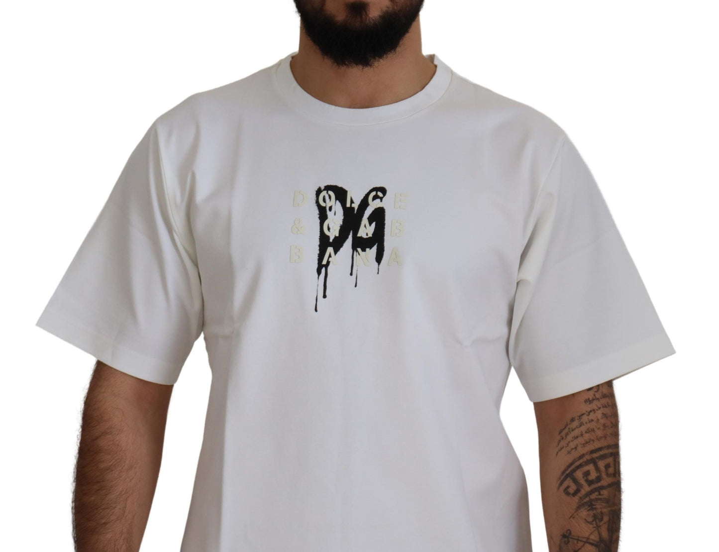 T-shirt ras du cou blanc intemporel Dolce & Gabbana avec logo