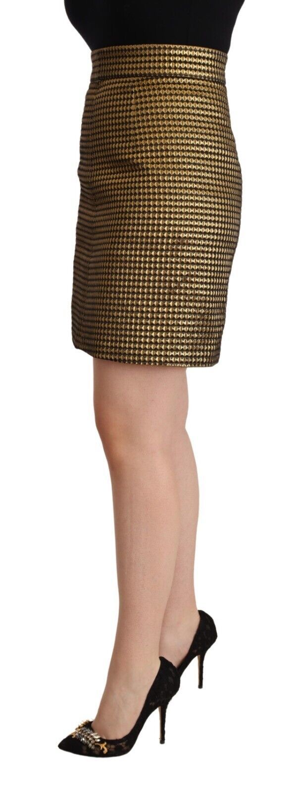 Boutique Moschino Jupe élégante taille haute dorée et noire