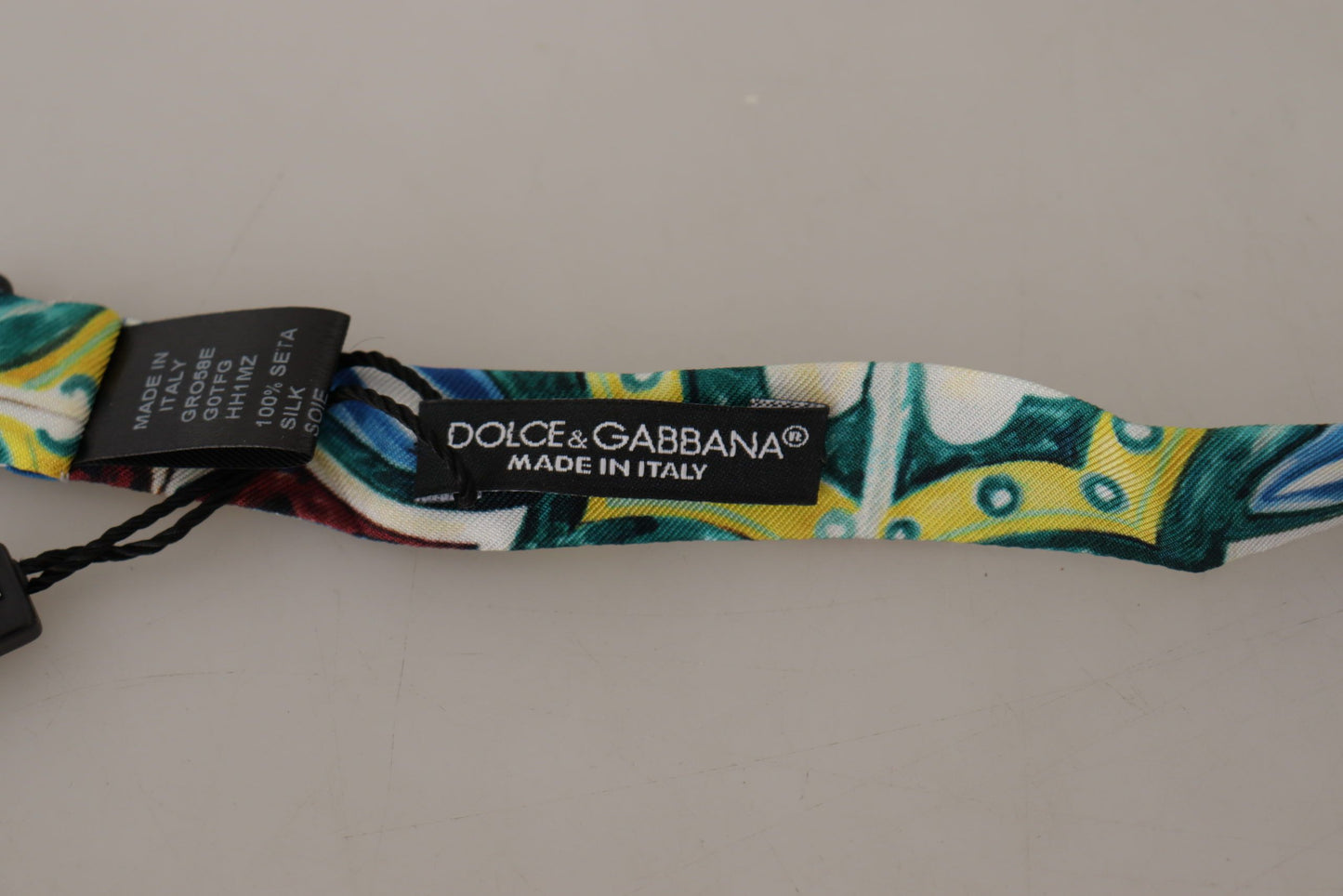 Nœud papillon élégant en soie à imprimé majolique Dolce & Gabbana