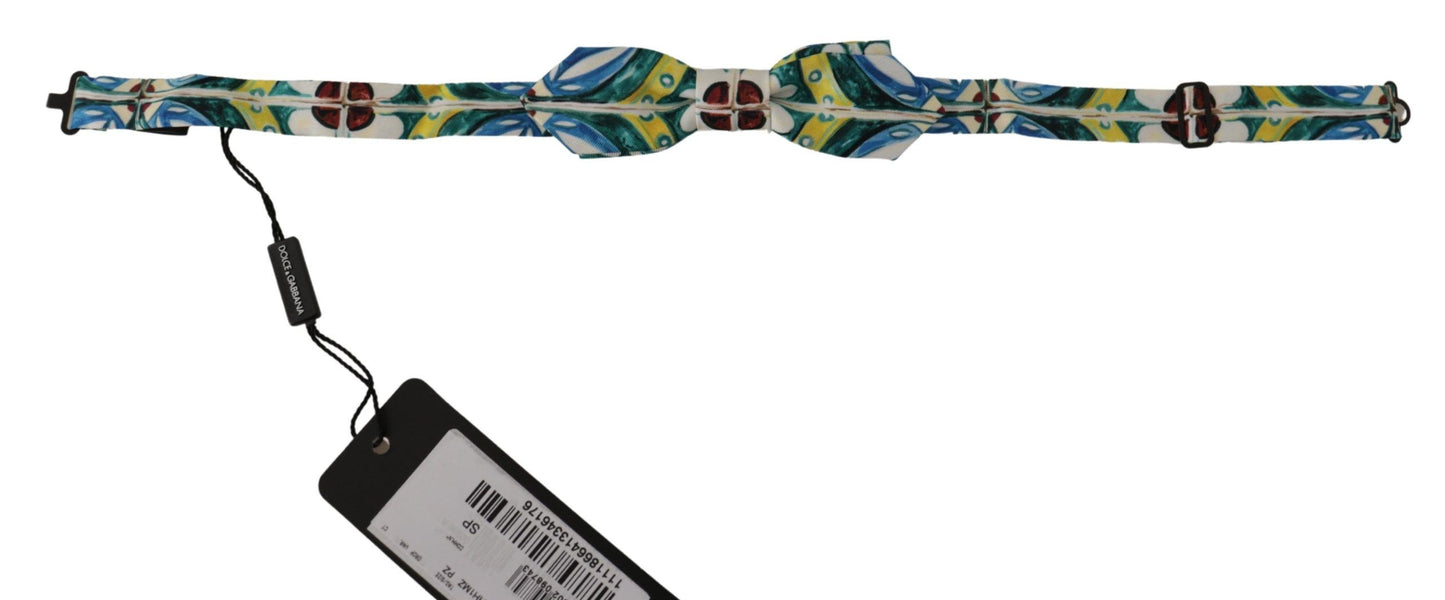 Nœud papillon élégant en soie à imprimé majolique Dolce & Gabbana