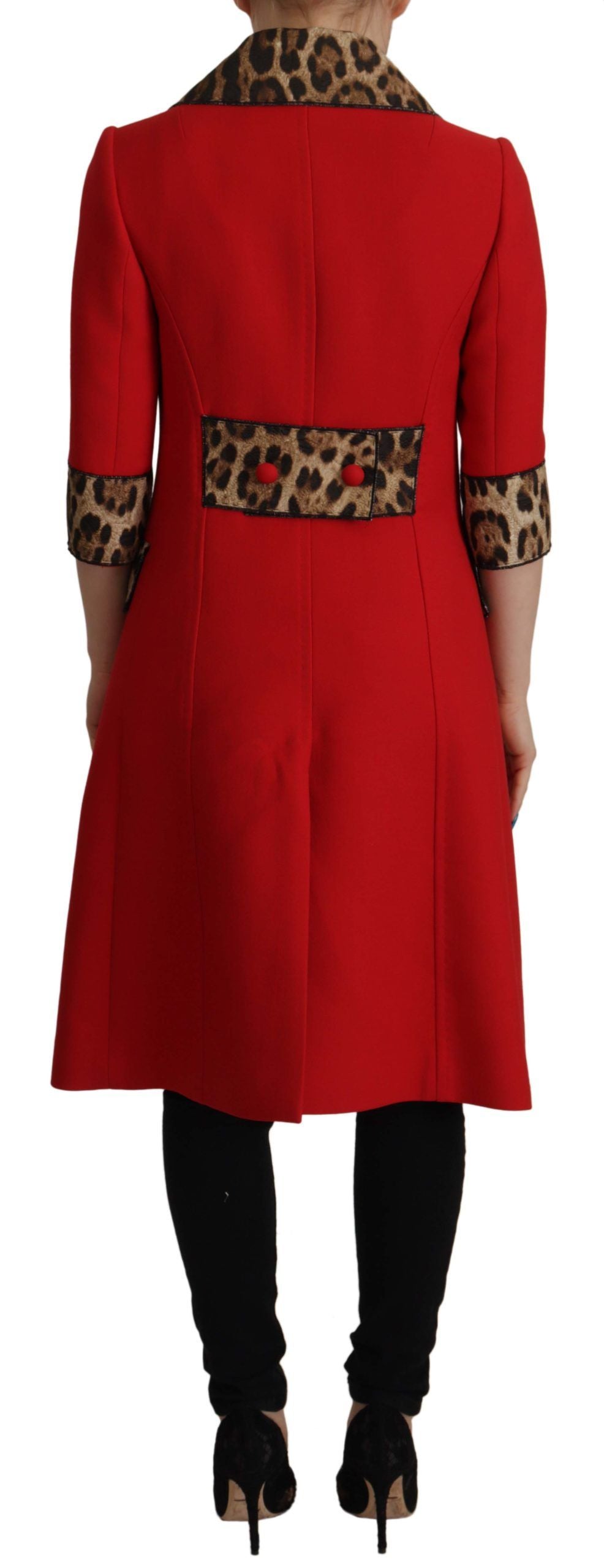 Trench-coat léopard rouge élégant Dolce & Gabbana