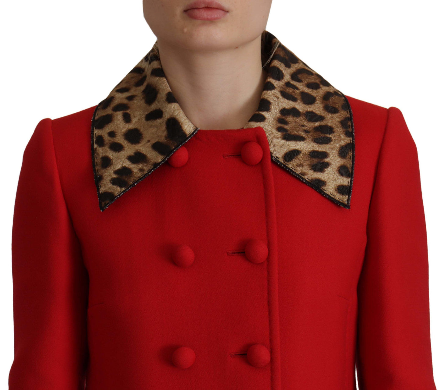 Trench-coat léopard rouge élégant Dolce & Gabbana
