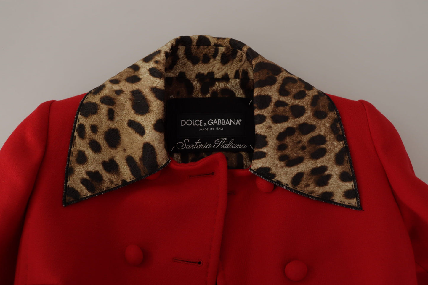 Trench-coat léopard rouge élégant Dolce & Gabbana