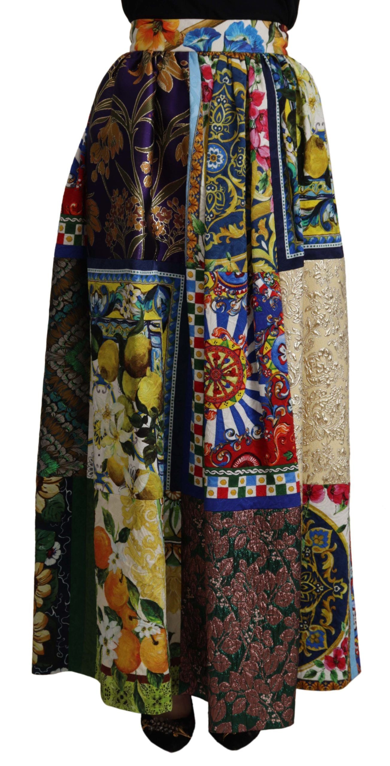 Jupe longue taille haute Dolce & Gabbana à motifs siciliens