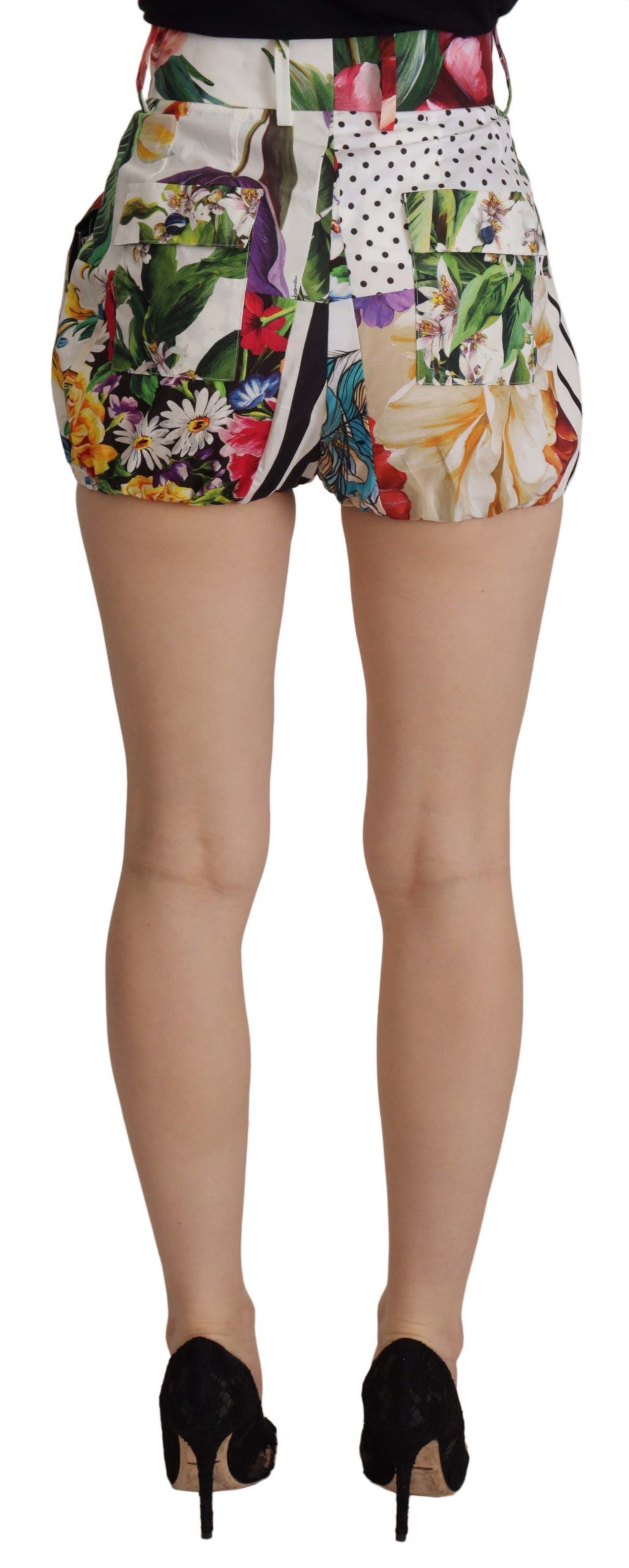 Short taille haute à fleurs multicolores en majolique Dolce & Gabbana