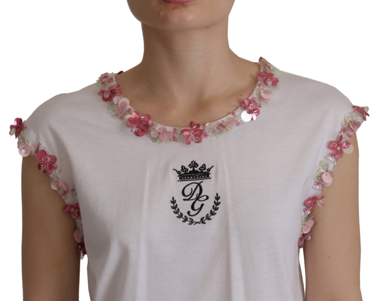 T-shirt débardeur à couronne pailletée chic Dolce & Gabbana