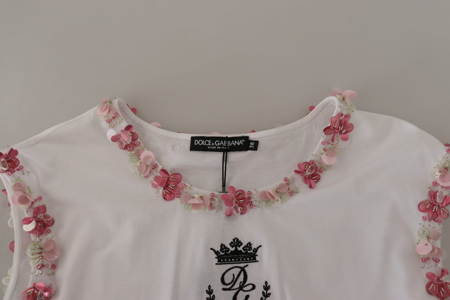 T-shirt débardeur à couronne pailletée chic Dolce & Gabbana