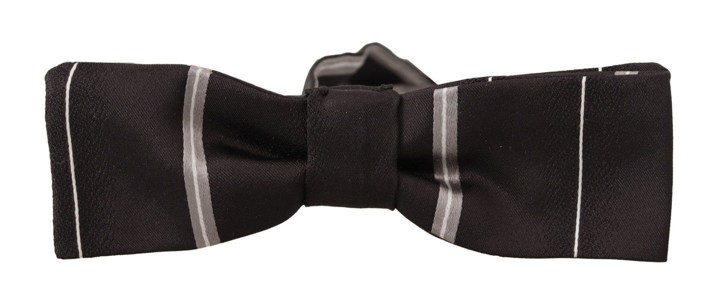 Dolce & Gabbana Black Gray Lining 100% Silk Neck Papillon Tie