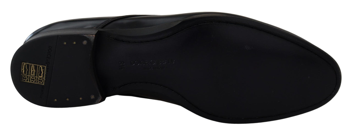 Chaussures Derby élégantes en cuir noir Dolce & Gabbana