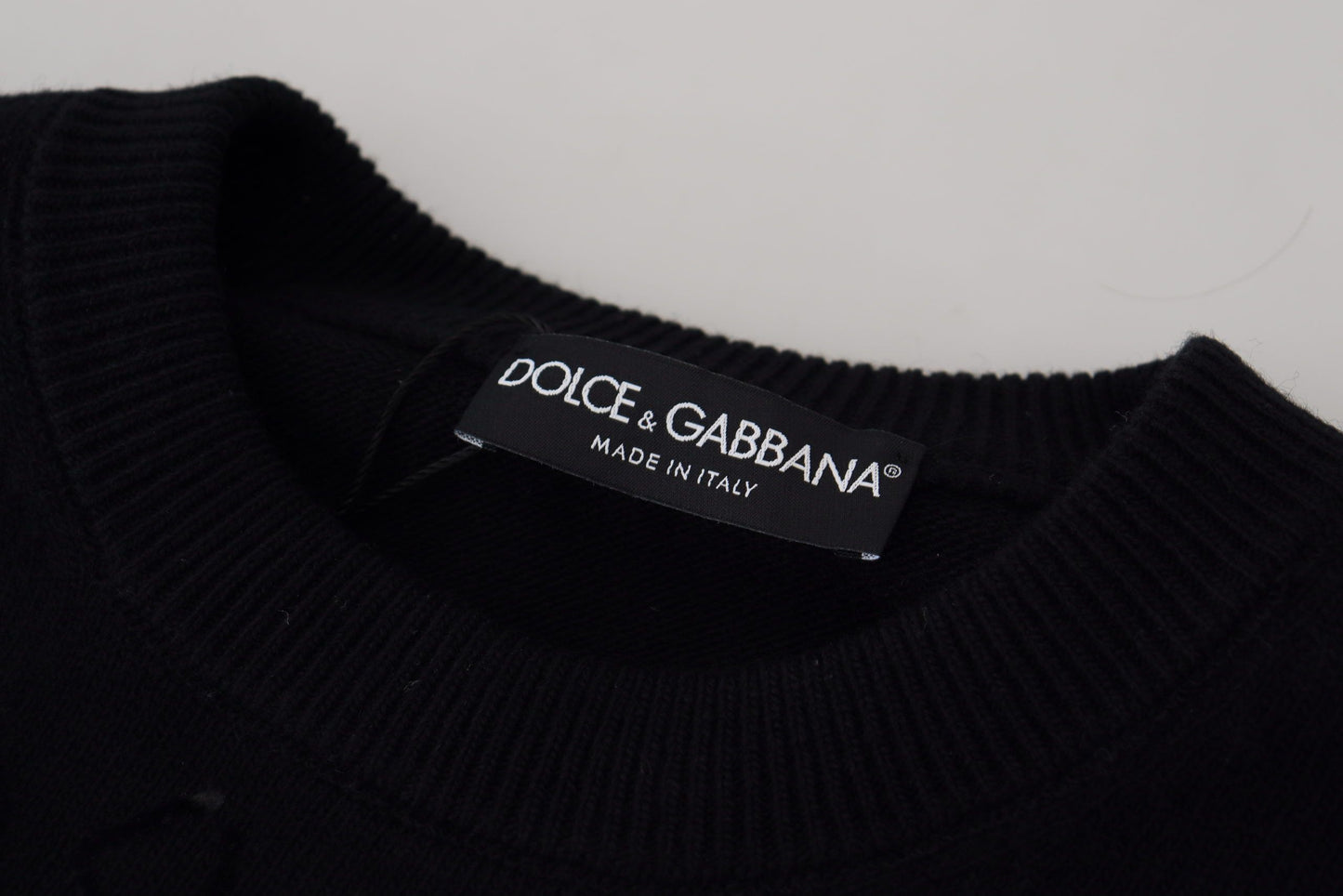 Dolce & Gabbana Black Wool Logo Pattern Crewneck Pullover Sweater by Dolce & Gabbana