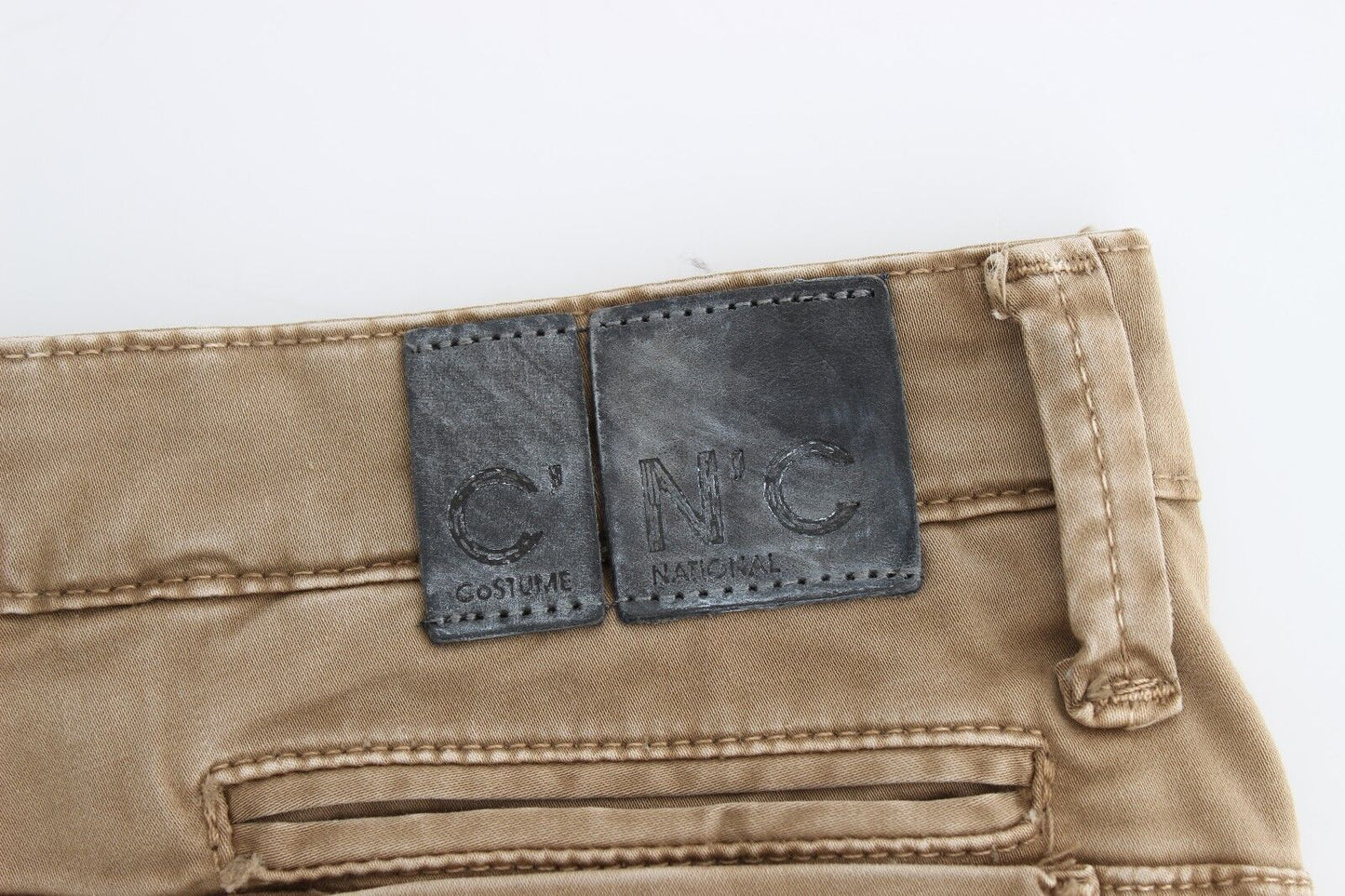 Costume National Beige Straight Leg Denim Pants Stretch Jeans by Costume National