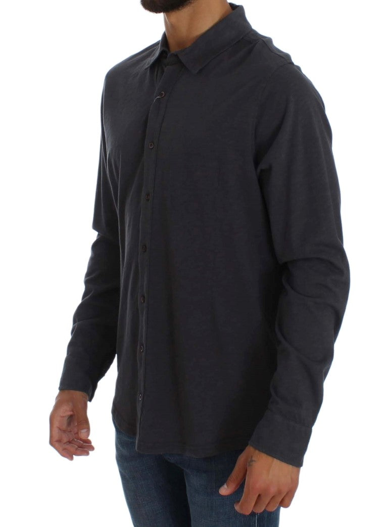 Alpha Massimo Rebecchi Gray Cotton Button Down Casual Shirt by Alpha Massimo Rebecchi