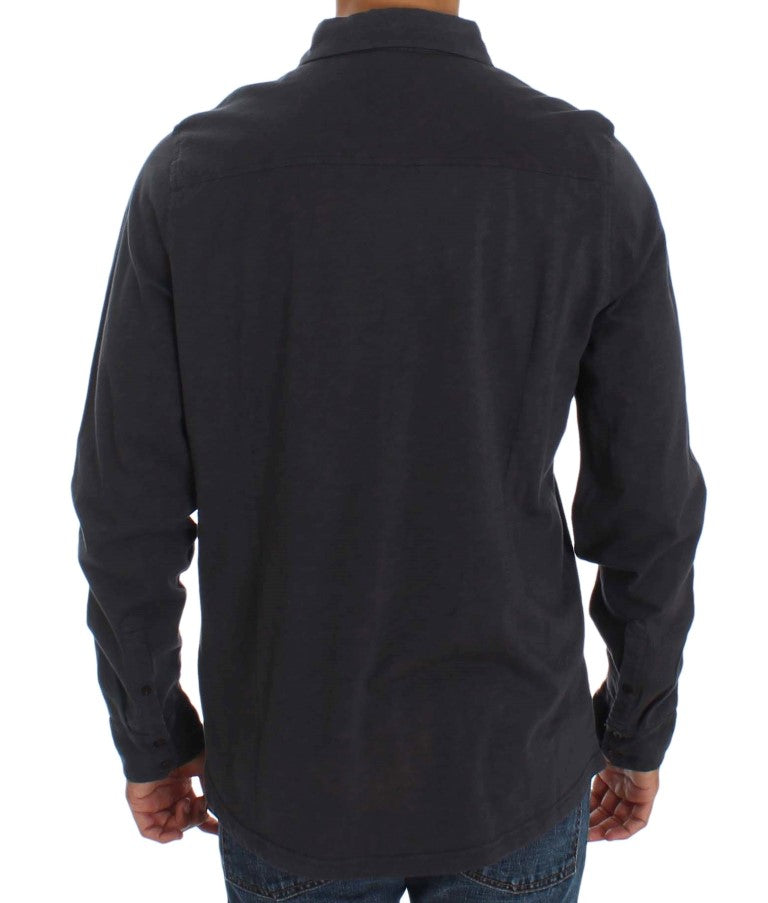 Alpha Massimo Rebecchi Gray Cotton Button Down Casual Shirt by Alpha Massimo Rebecchi
