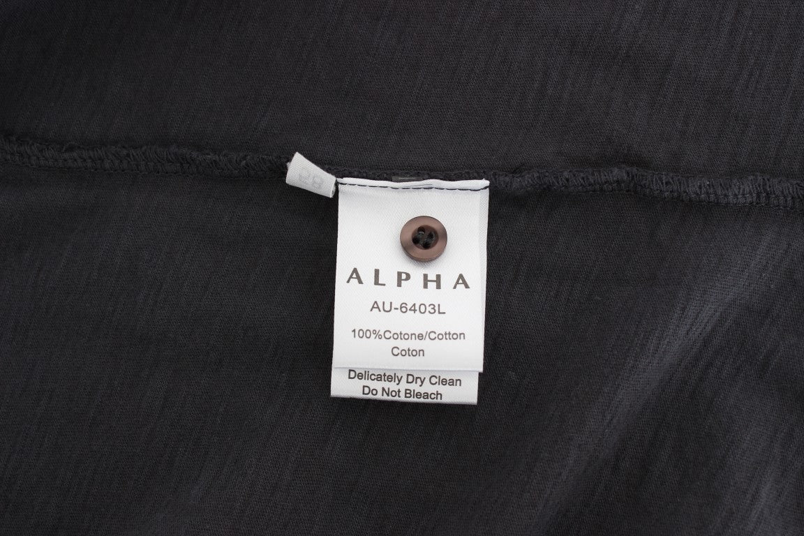Alpha Massimo Rebecchi Gray Cotton Button Down Casual Shirt by Alpha Massimo Rebecchi