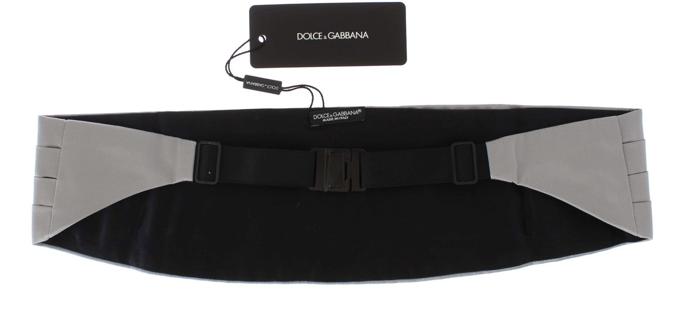 Dolce & Gabbana Silver Wide Belt Silk Cummerbund by Dolce & Gabbana