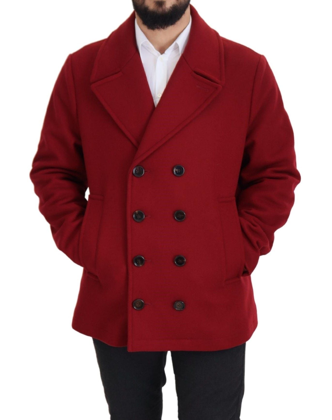 Dolce & Gabbana Élégante veste croisée en laine rouge