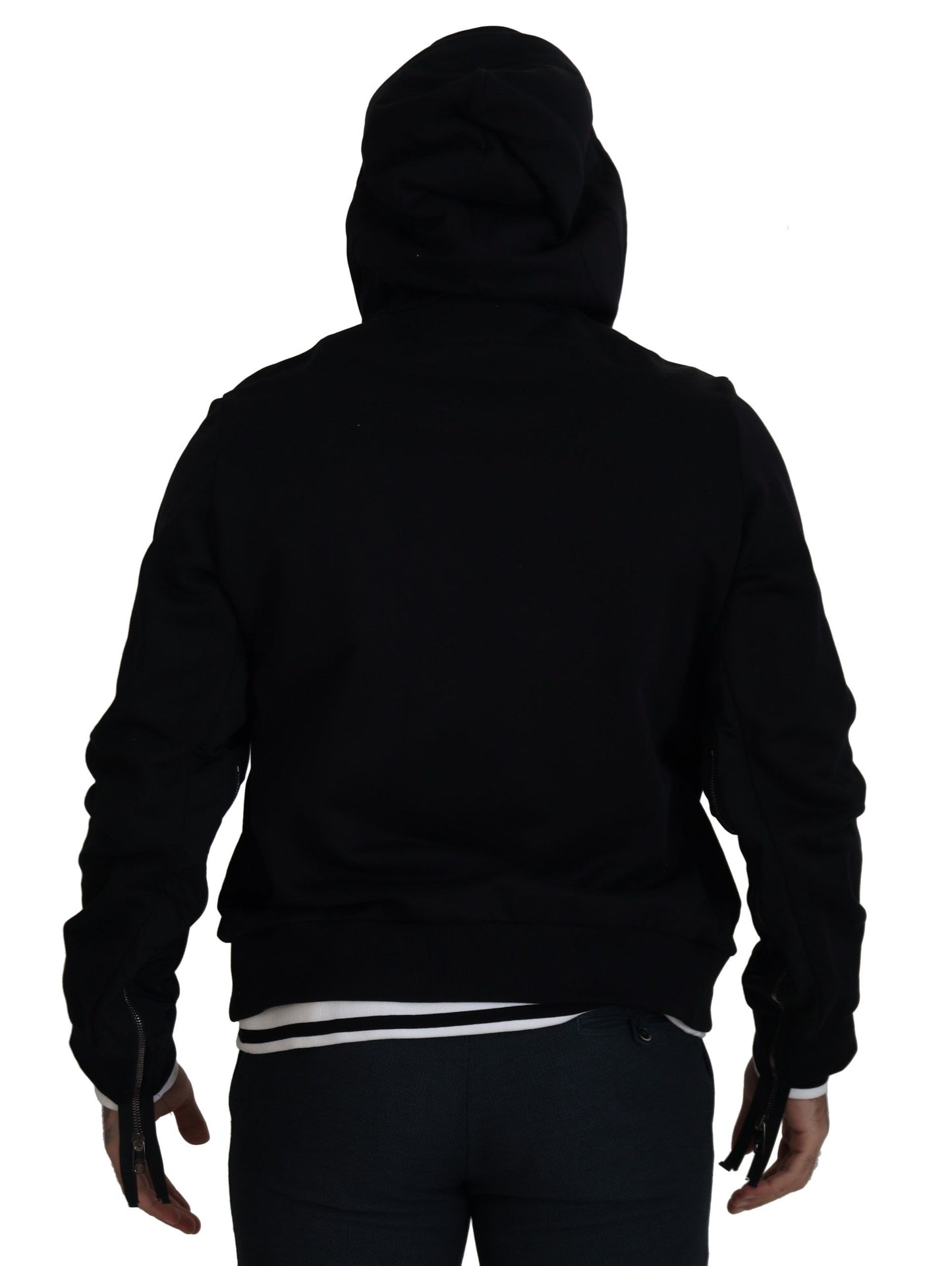 Dolce & Gabbana Élégant blouson aviateur noir à capuche