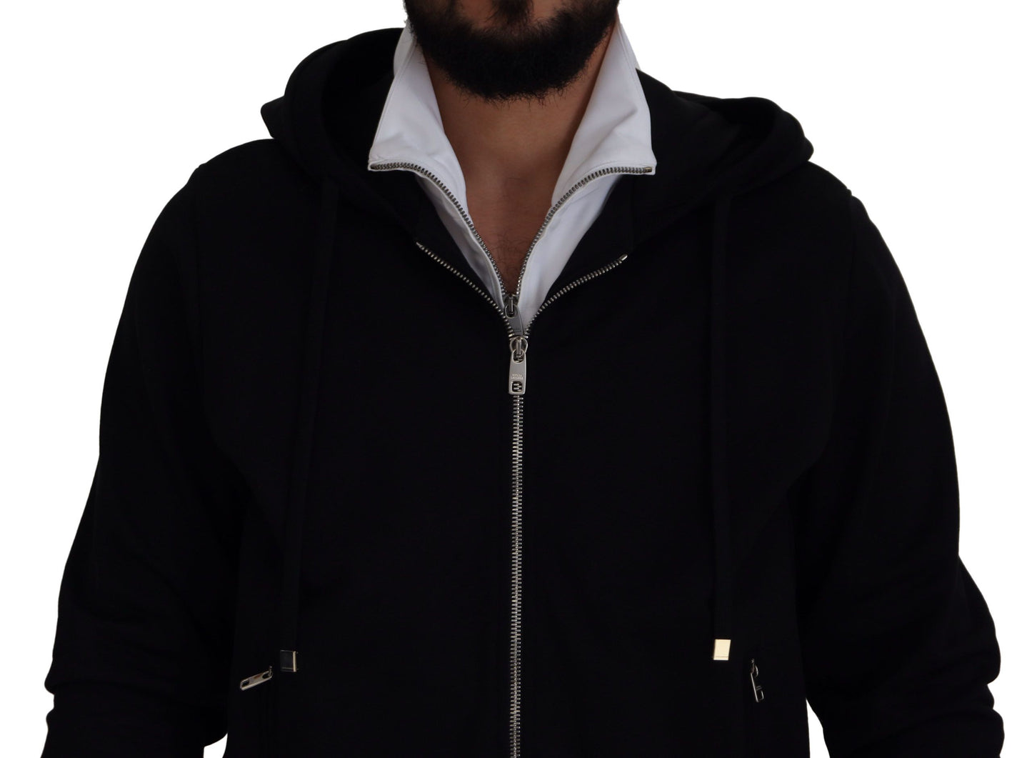 Dolce & Gabbana Élégant blouson aviateur noir à capuche