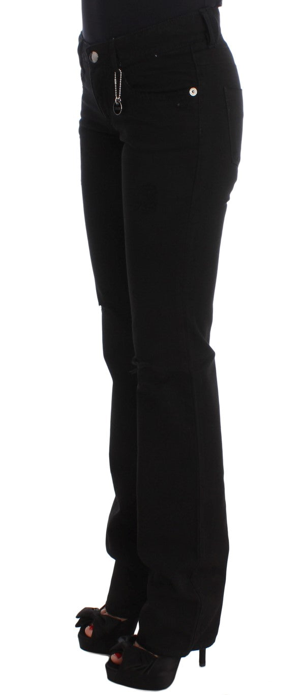 Jean slim noir en coton zippé Costume National Chic