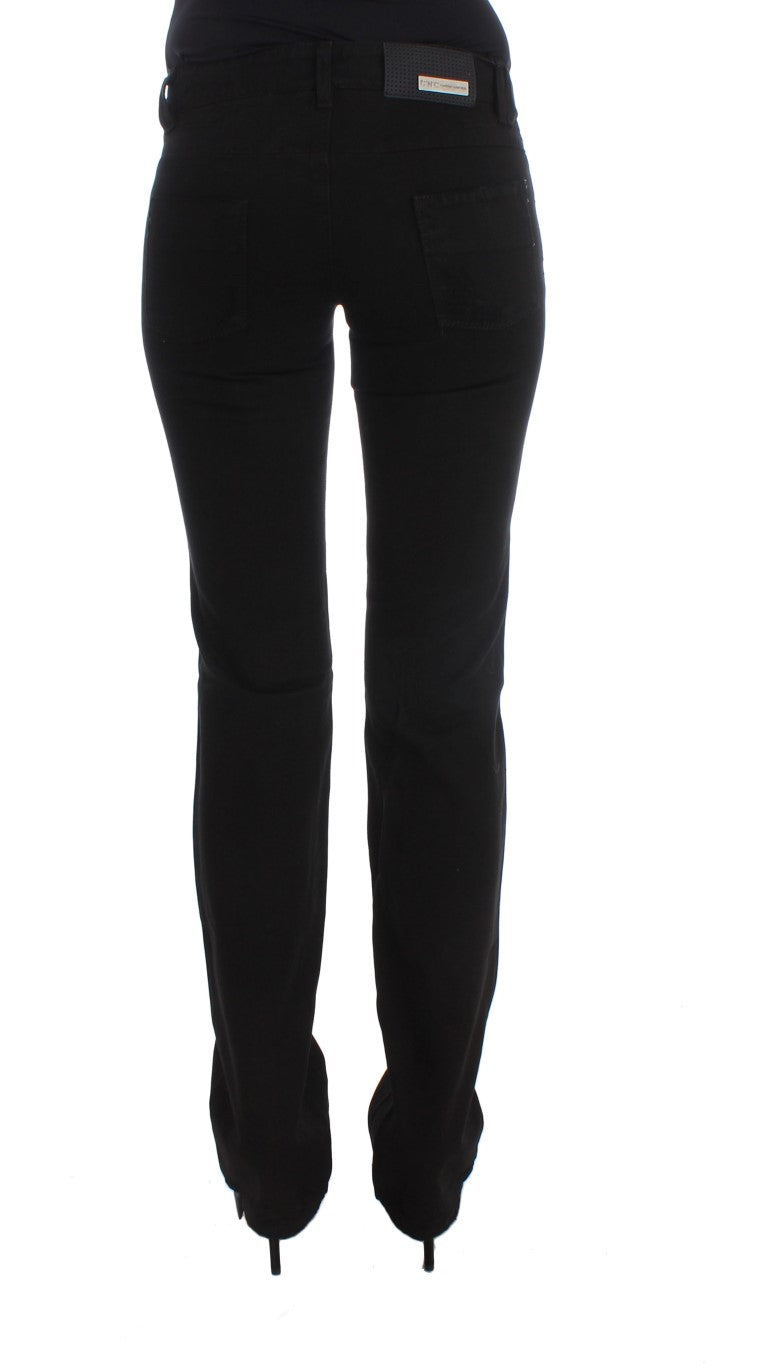 Jean slim noir en coton zippé Costume National Chic