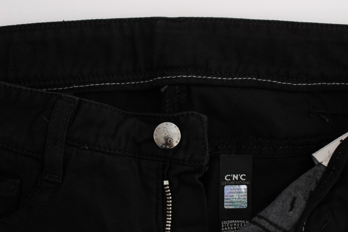 Jean slim noir en coton zippé Costume National Chic