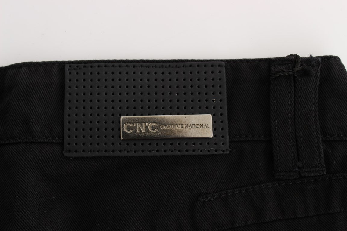 Jean slim noir en coton zippé Costume National Chic
