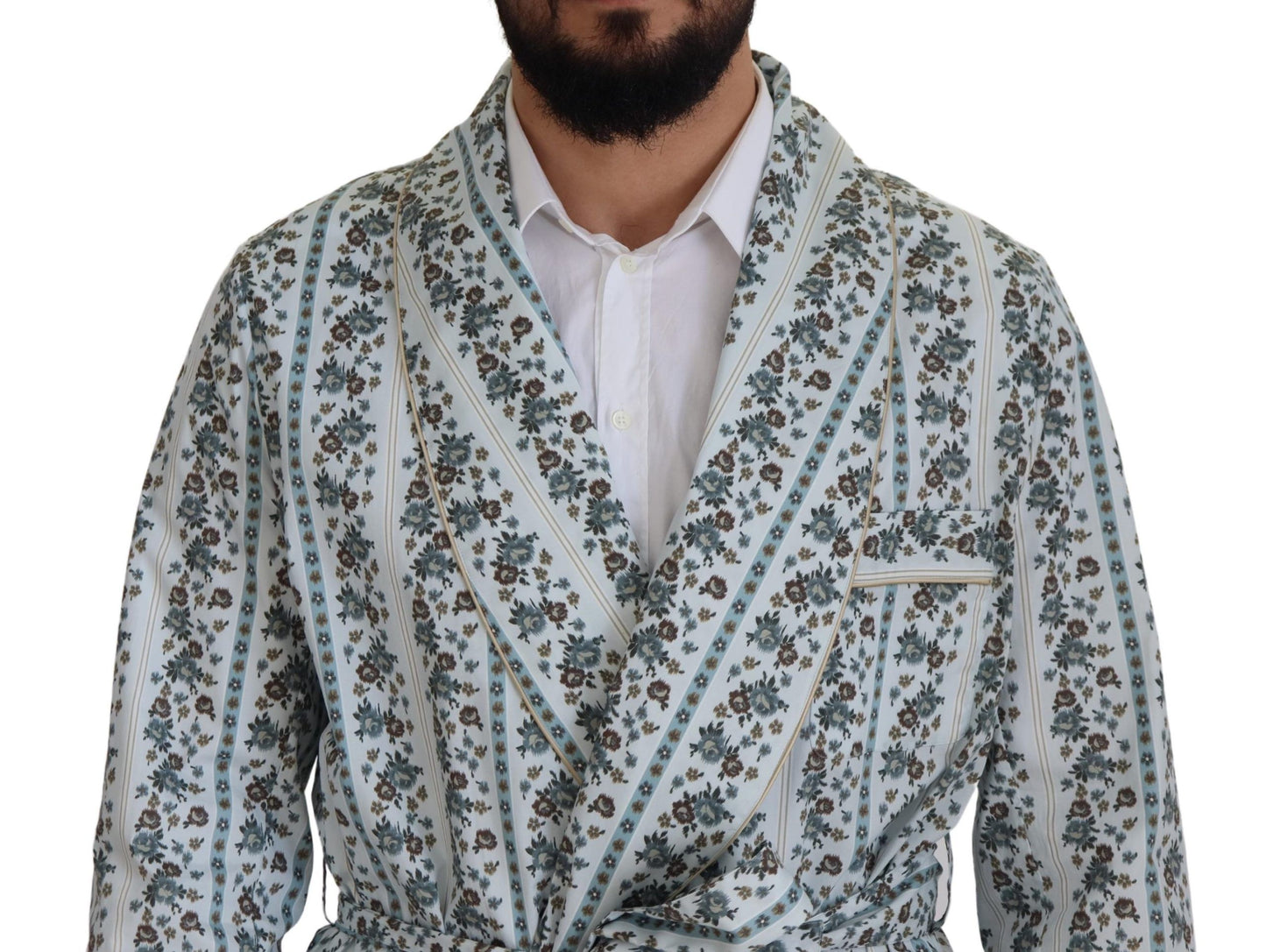 Robe-veste élégante en coton à fleurs Dolce & Gabbana