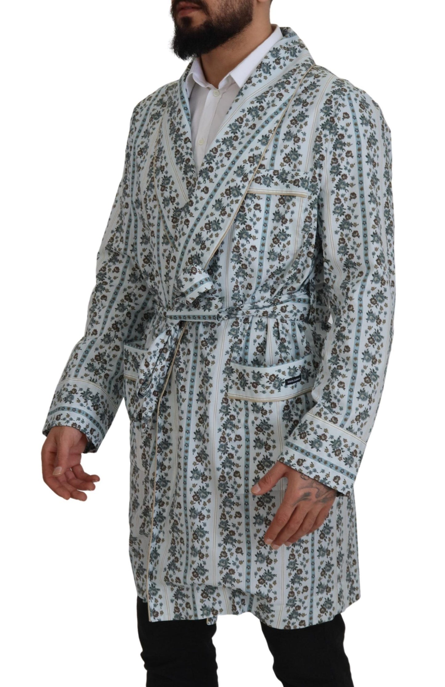Robe-veste élégante en coton à fleurs Dolce & Gabbana