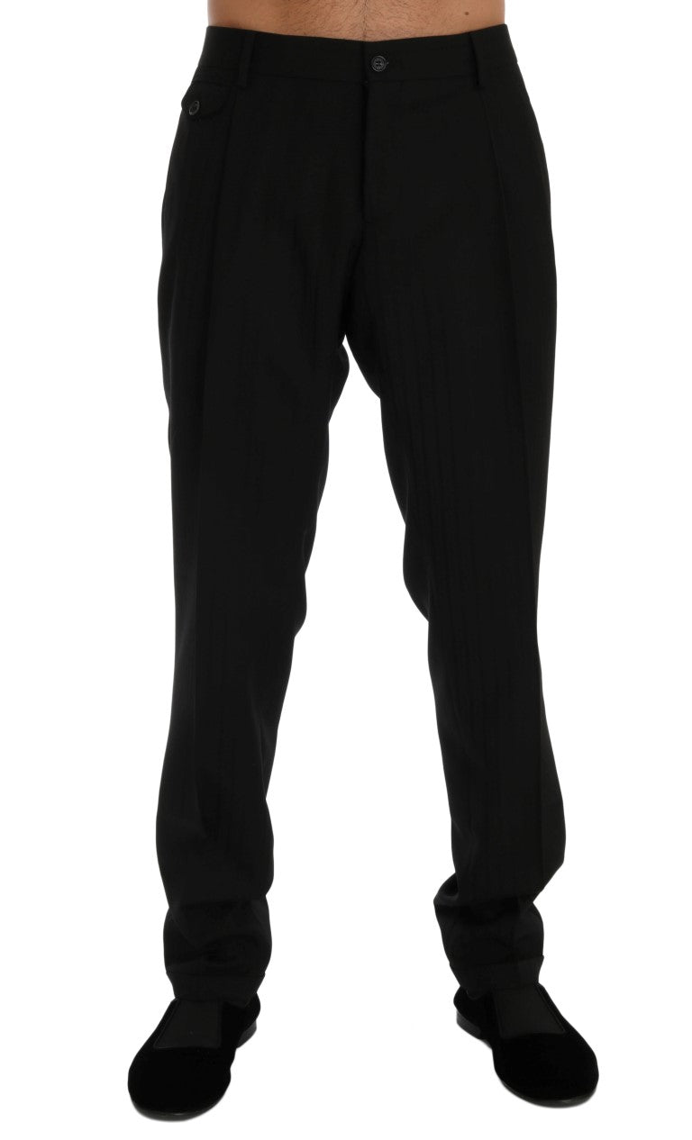Pantalon habillé coupe droite à rayures noires élégant Dolce & Gabbana