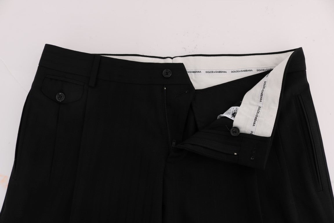 Pantalon habillé coupe droite à rayures noires élégant Dolce & Gabbana