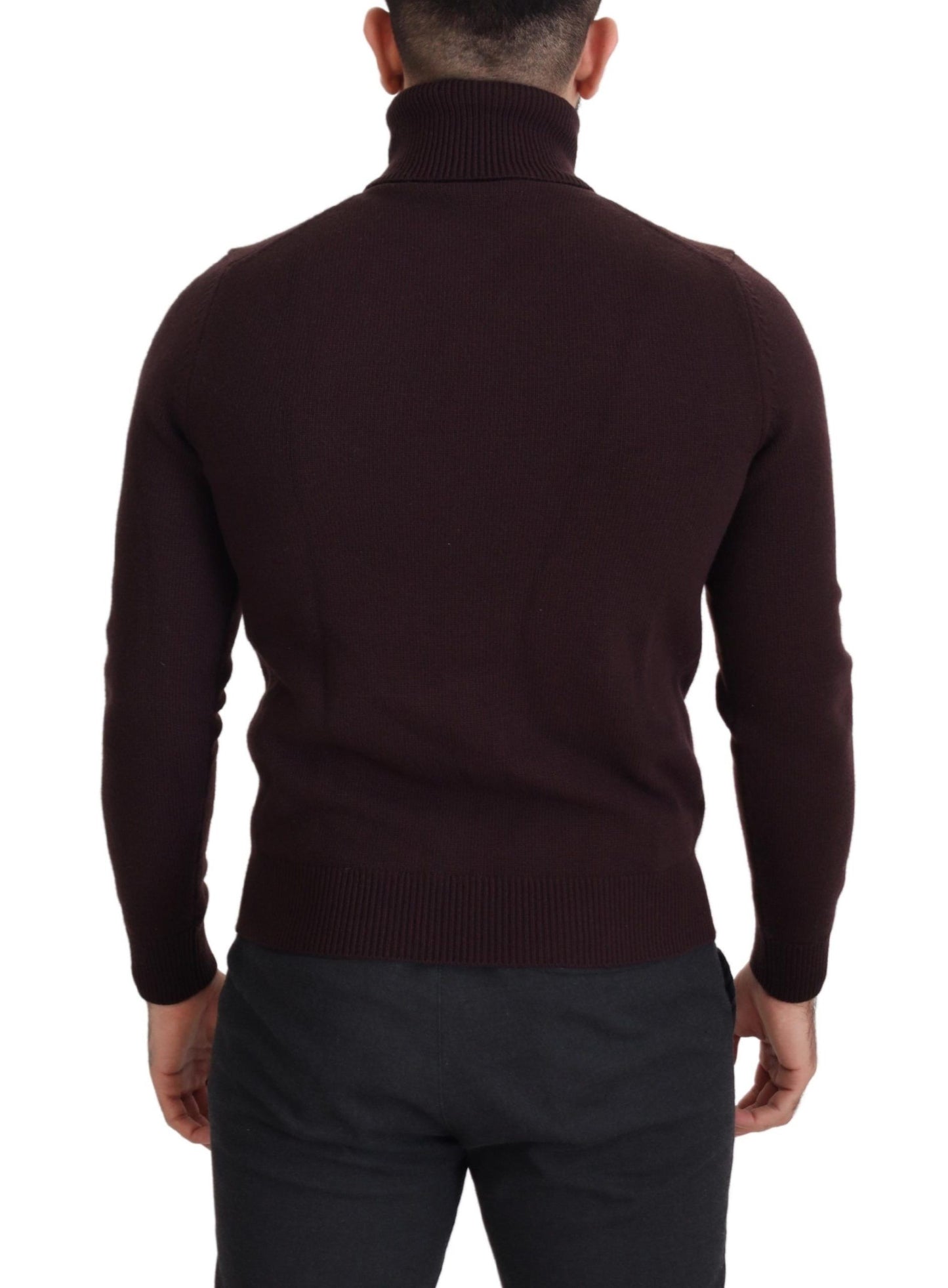 Dolce & Gabbana Brown Wool Turtle Neck Pullover Sweater by Dolce & Gabbana