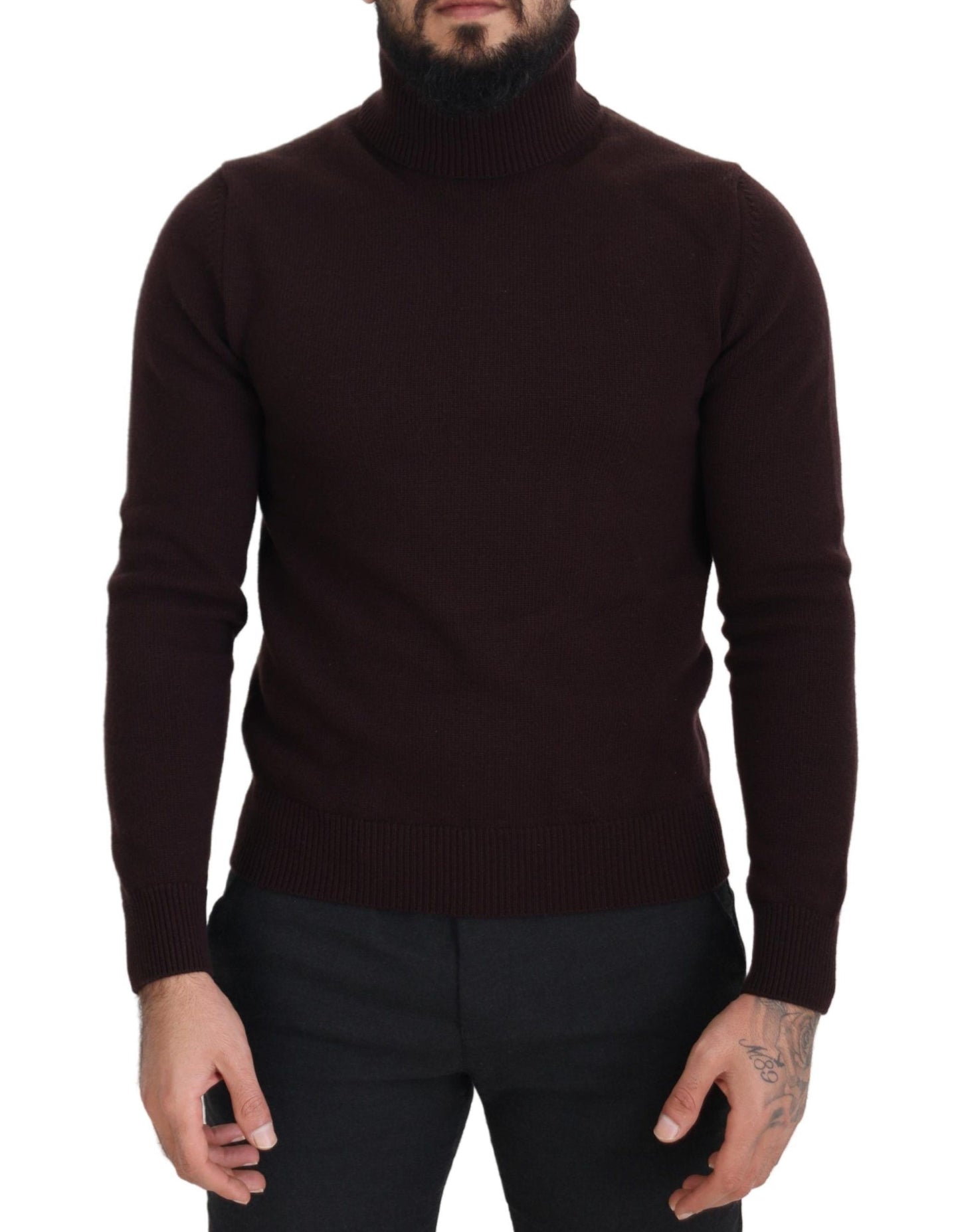 Dolce & Gabbana Brown Wool Turtle Neck Pullover Sweater by Dolce & Gabbana