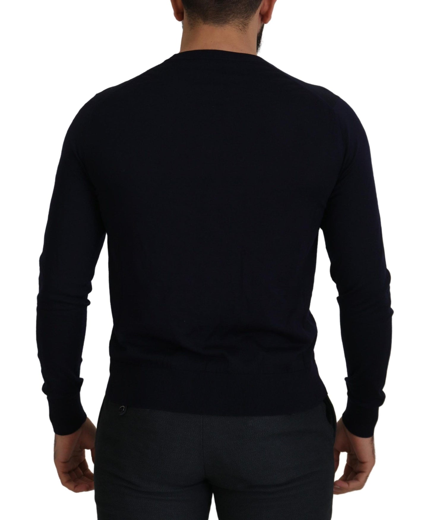 Dolce & Gabbana Blue Wool STAFF Down Cardigan Sweater by Dolce & Gabbana