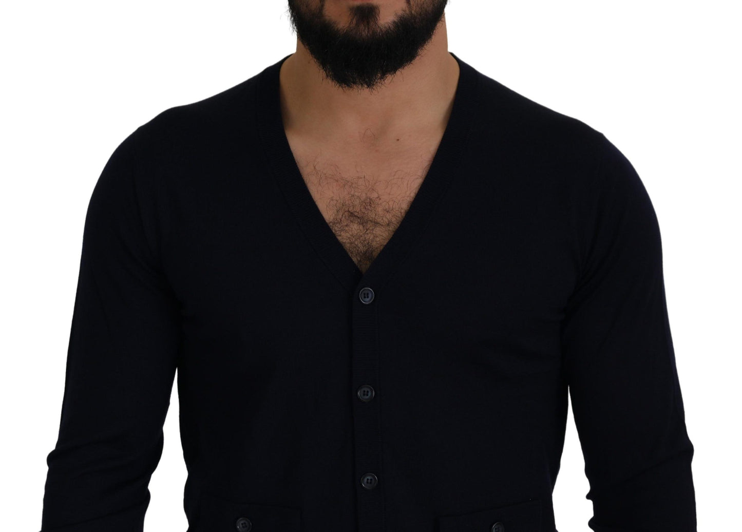 Dolce & Gabbana Blue Wool STAFF Down Cardigan Sweater by Dolce & Gabbana
