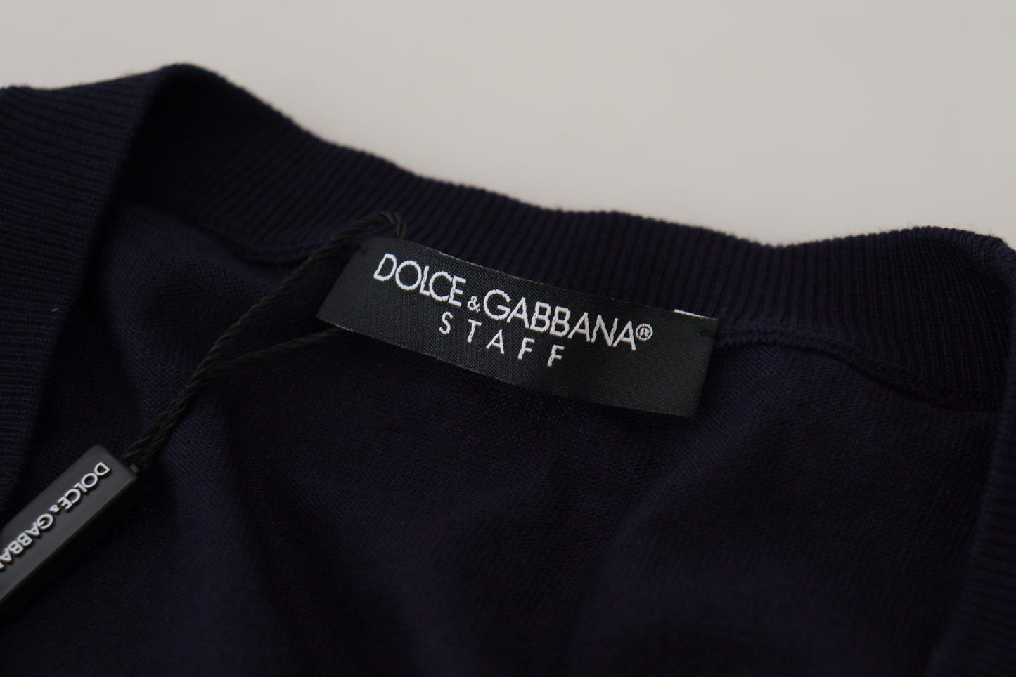 Dolce & Gabbana Blue Wool STAFF Down Cardigan Sweater by Dolce & Gabbana