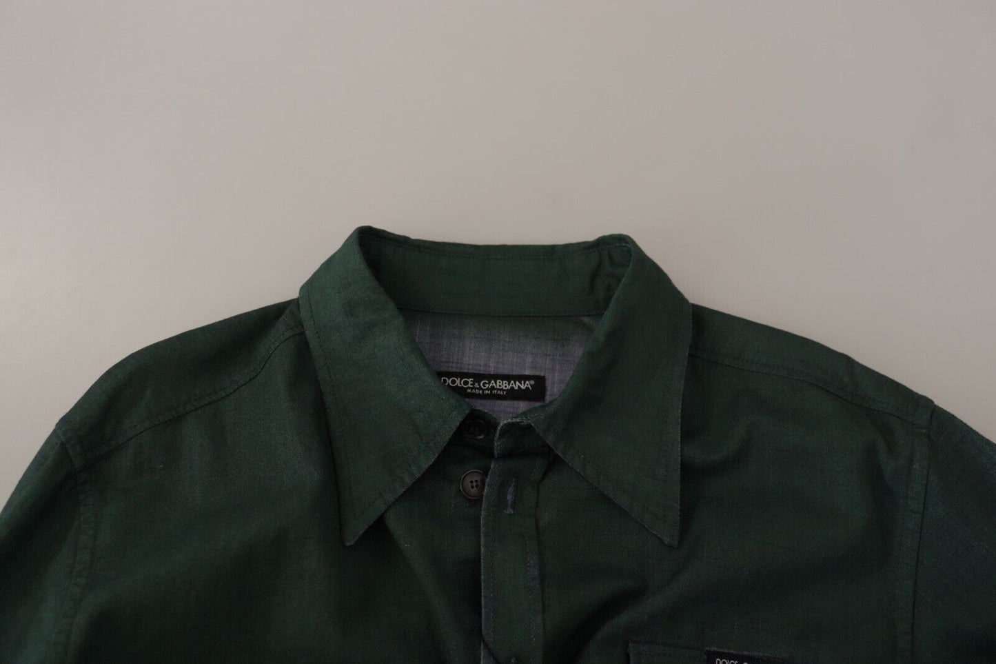 Dolce & Gabbana Dark Green Button Down Long Sleeves Shirt by Dolce & Gabbana
