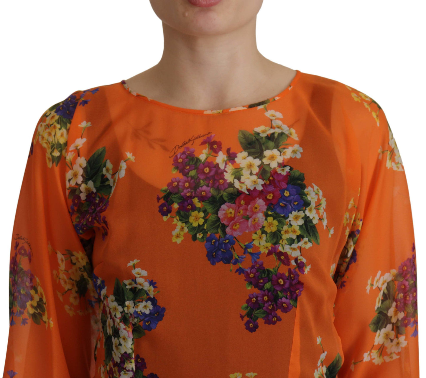 Dolce & Gabbana Chemisier élégant en soie à fleurs avec fermeture éclair dans le dos