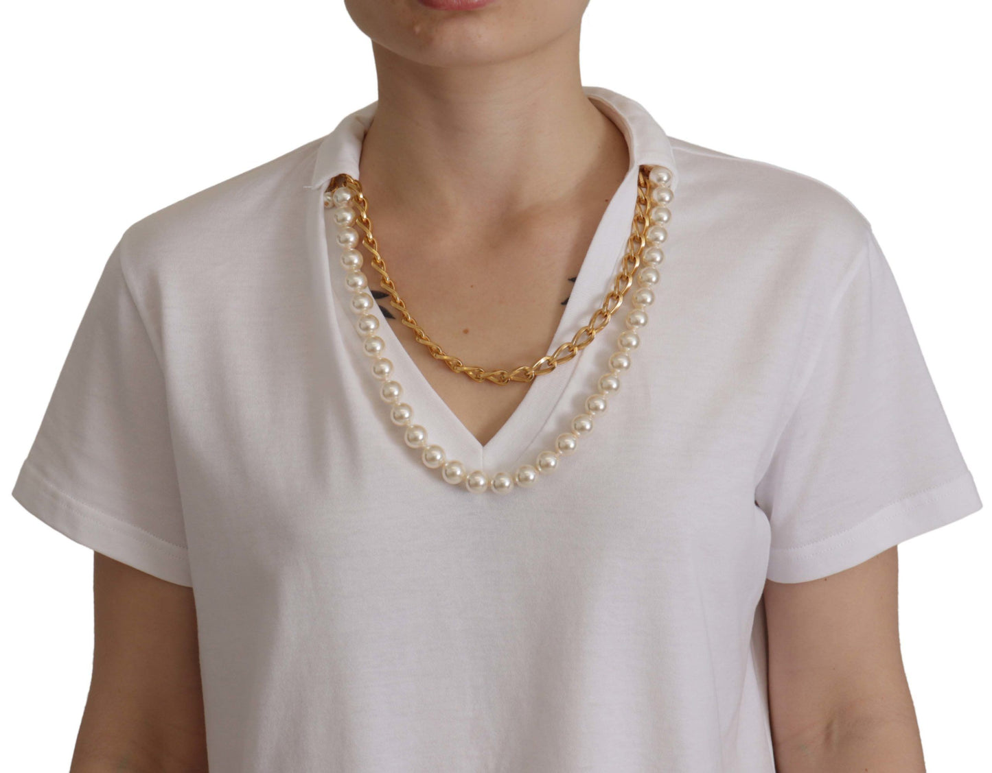 Dolce & Gabbana Superbe t-shirt à col en V orné du logo