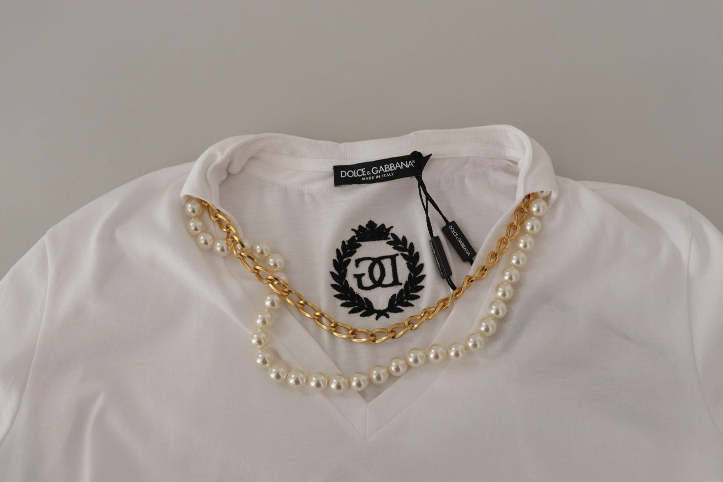 Dolce & Gabbana Superbe t-shirt à col en V orné du logo