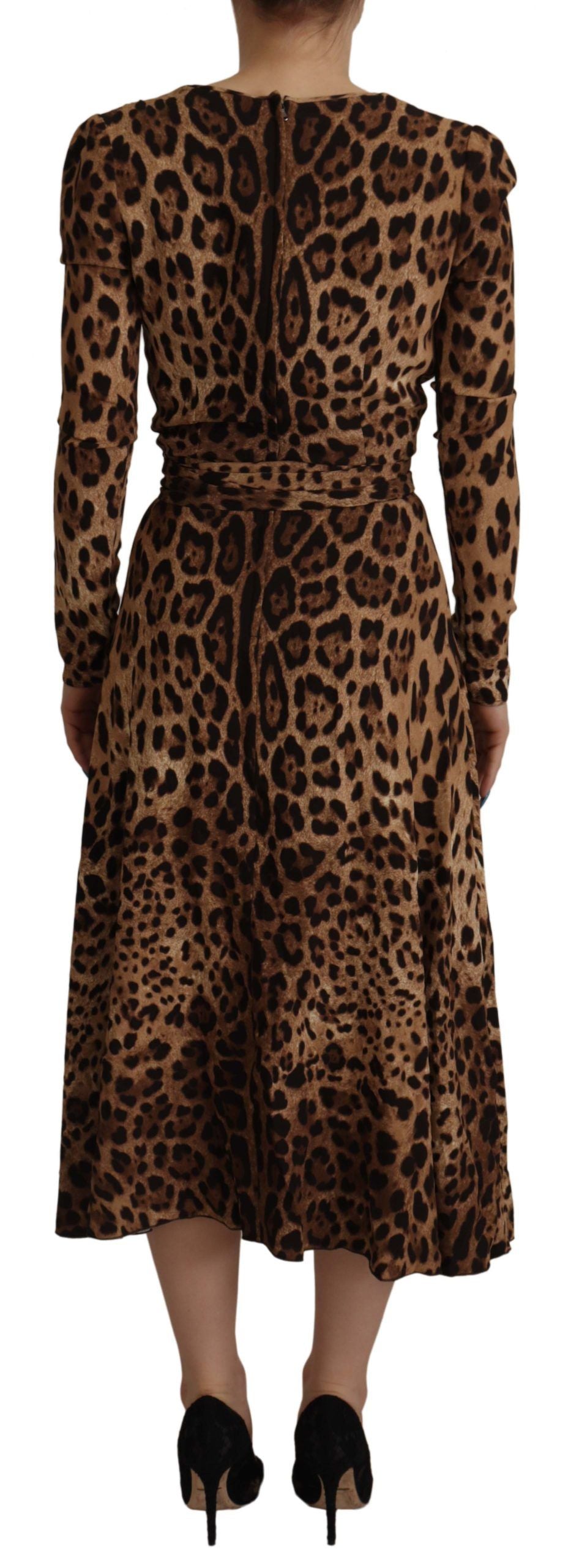 Dolce & Gabbana Brown Leopard Wrap A-line Maxi Viscose Dress by Dolce & Gabbana