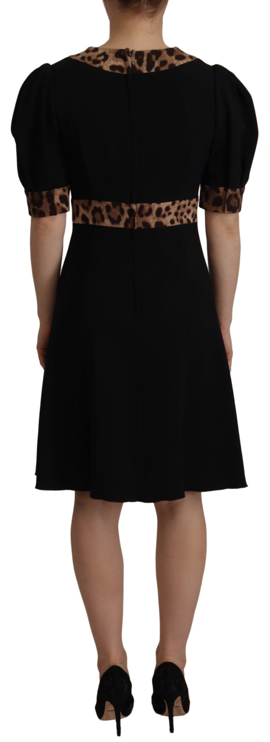 Dolce & Gabbana Black Leopard A-line Knee Length Dress by Dolce & Gabbana