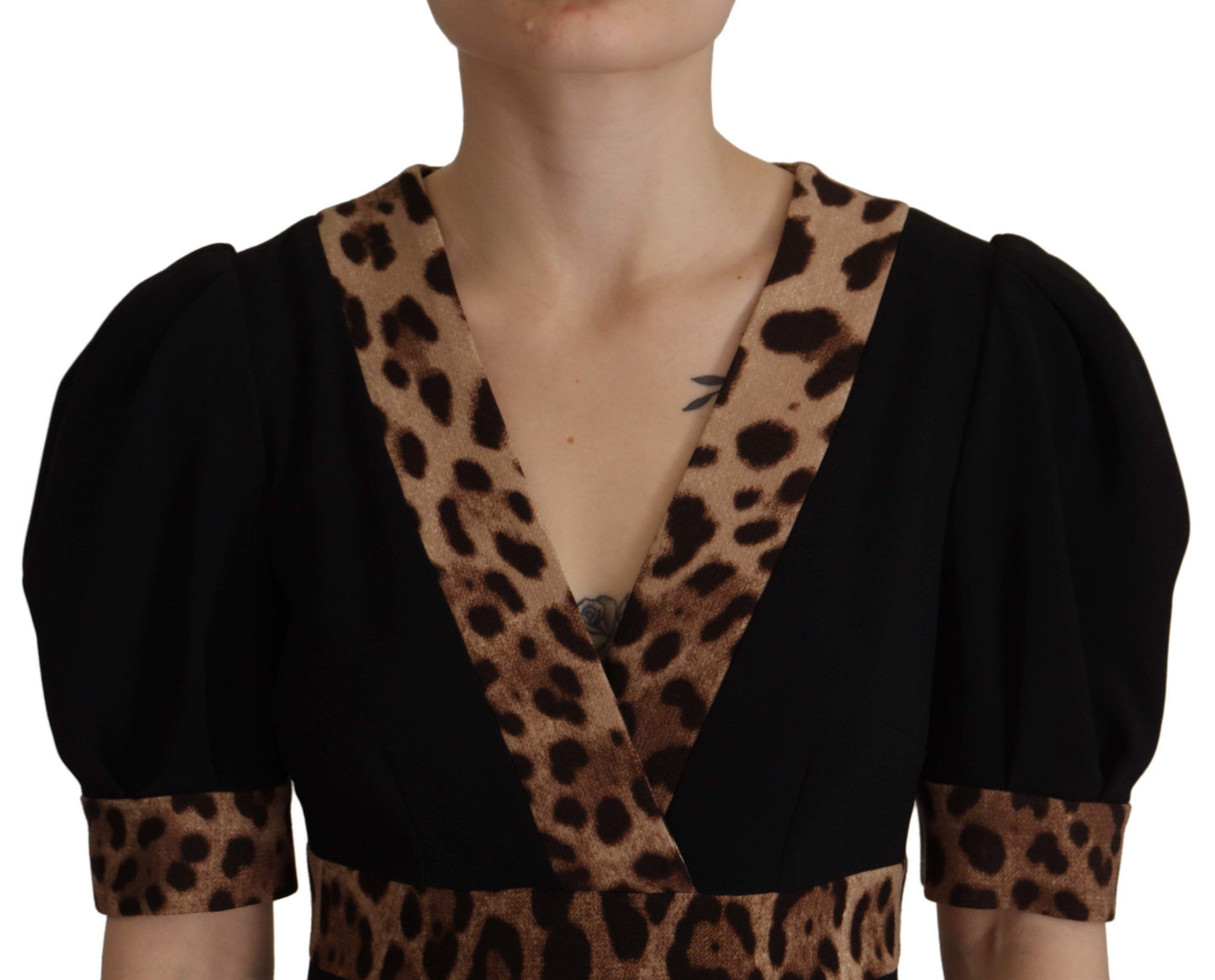 Dolce & Gabbana Black Leopard A-line Knee Length Dress by Dolce & Gabbana