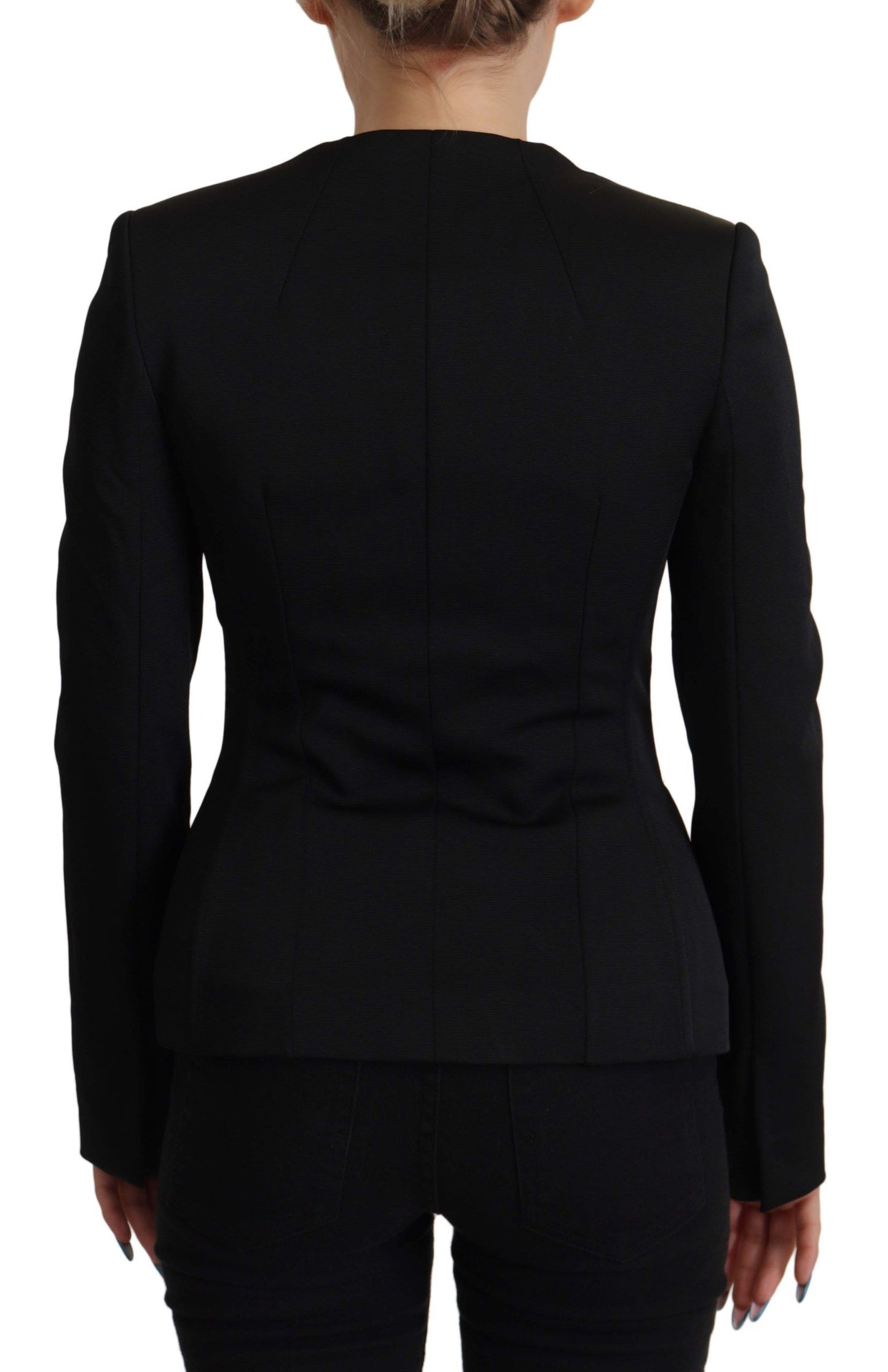 Dolce & Gabbana - Veste noire élégante à boutons-pression avec doublure en soie