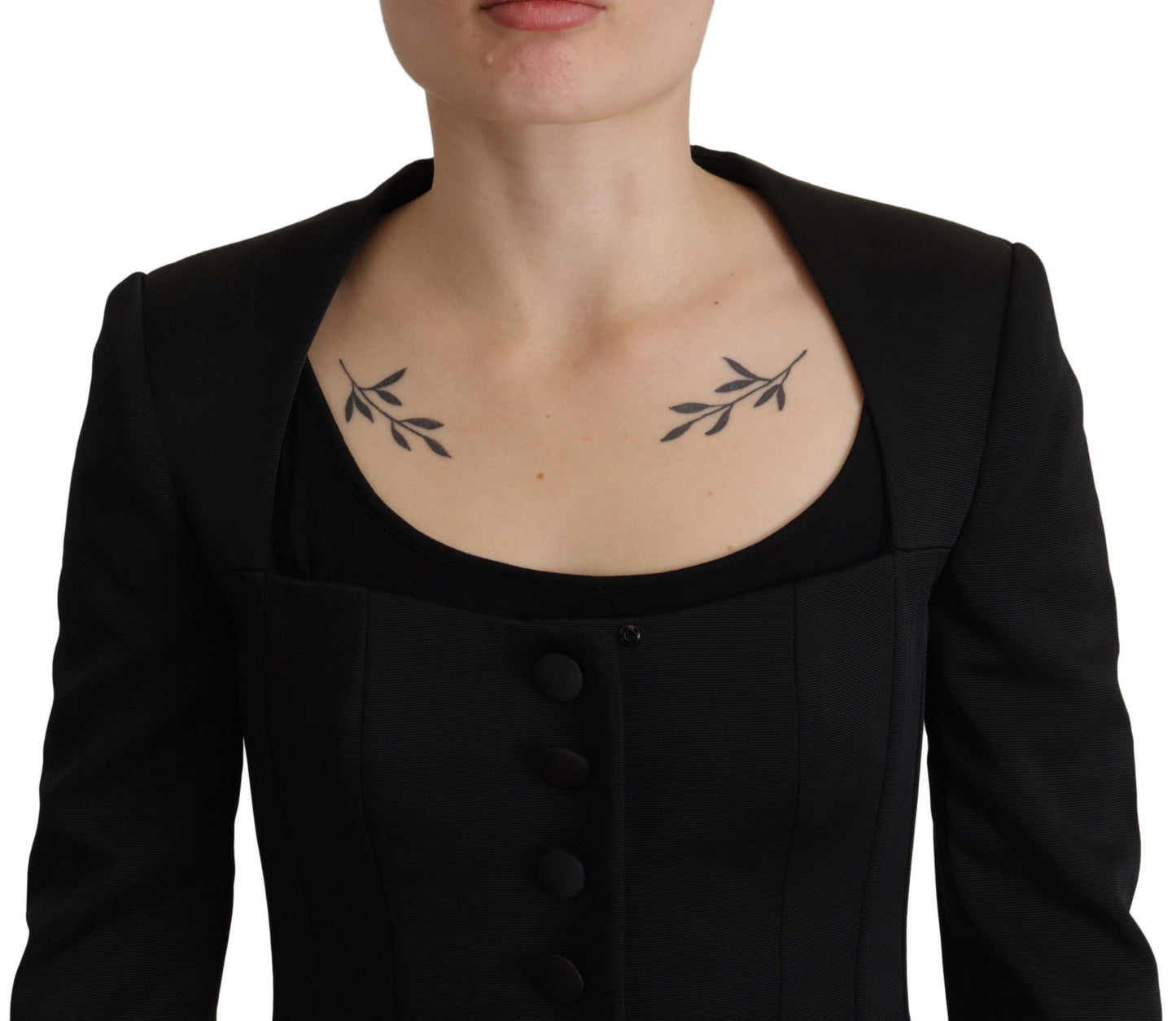 Dolce & Gabbana - Veste noire élégante à boutons-pression avec doublure en soie