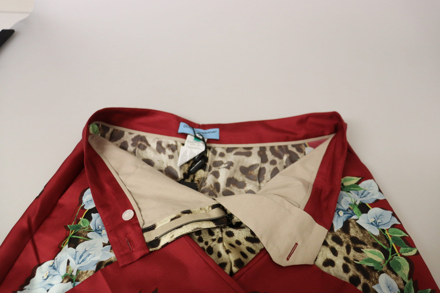 Dolce & Gabbana Multicolor Leopard Flora Printed Mid Waist Trouser Pants by Dolce & Gabbana