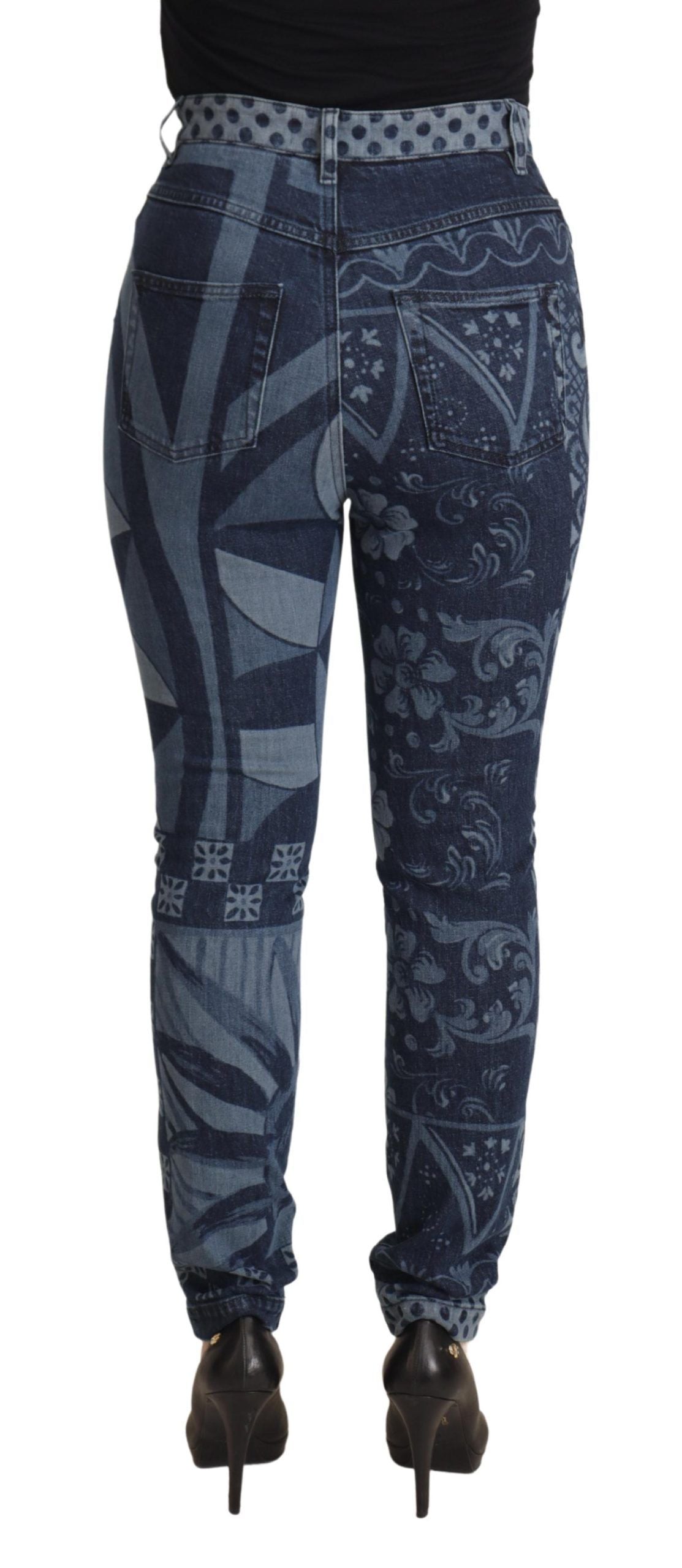 Dolce & Gabbana Blue Floral High Waist Skinny Denim Jeans by Dolce & Gabbana